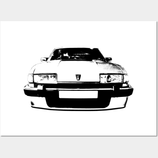 Rover SD1 1980s British classic car monoblock black and white Posters and Art